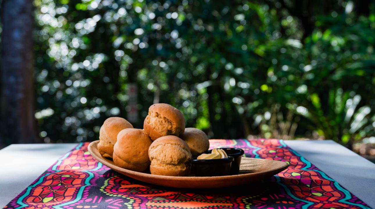 A plate of pastries on a table at Mayi Cafe and Restaurant
